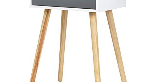 madera Furniture for Friends Tjark 40x30x60 cm Mesita de noche con caj/ón 40 x 30 x 60 cm color blanco con patas de madera bamb/ú