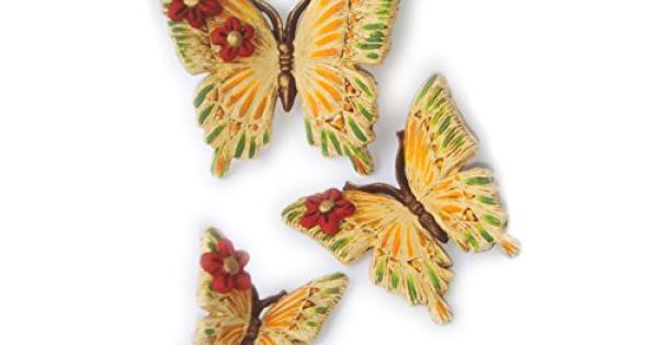 Portatovaglioli Ceramica Portatovaglioli Cucina da Tavolo con Fiori e Farfalle Le Ceramiche Del Re 