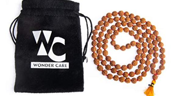 Unisex Design Aromatherapy Essential Oil Diffuser Prayer Bead for Yoga and Meditation. Himalayan 10 mm Natural Rudraksha Bead Necklace or Bracelet with OM Pedant